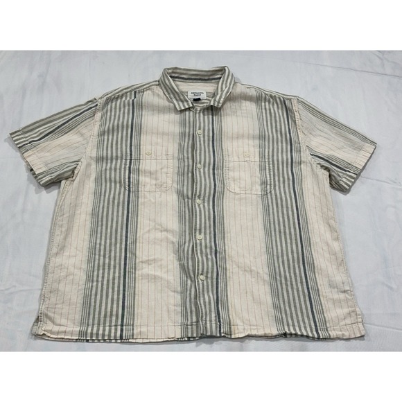 American Eagle By Payless Other - American Eagle Mens Linen Cotton Blend XL Striped Short Sleeve Button Camp Shirt
